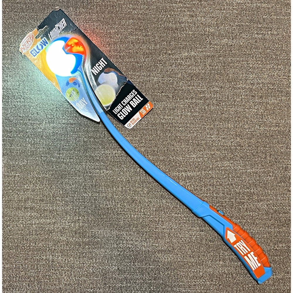 NERF Dog Glow Ball Launcher, Light-Charging Glow Ball, Day & Night